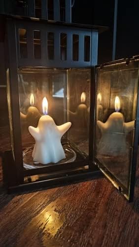 Silicone Candle Molds Set, 2 Pieces Ghost Halloween Molds and 20 Pieces Candle Wick, Horror Skull Handmade Soap Gypsum Mould for Scented Candle Making Home Decoration Supplies