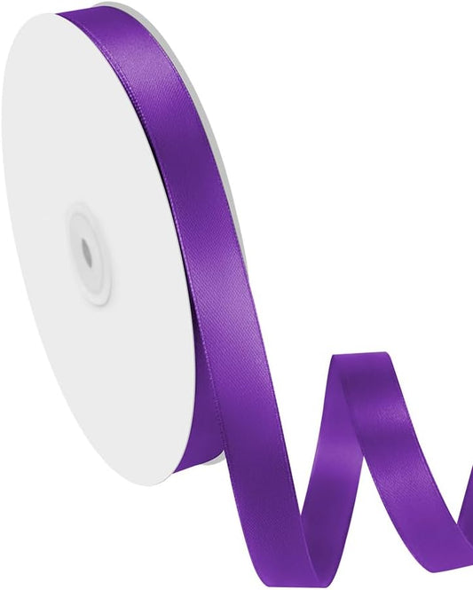 5/8" Width x 100 Yards Satin Ribbon, Deep Purple Ribbon Perfect for DIY Craft, Bows, Gift Wrapping, Flower Bouquet, Valentine's Day, Christmas and Halloween Party Decoration