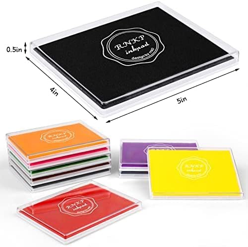 RNKP Large Blue Ink pad,5 x 4 in Craft Ink pad Suitable for Rubber Stamps, Paper, Wood, Fabric, Scrapbooking, Children's Non-Toxic Finger Stamp pad (Blue)