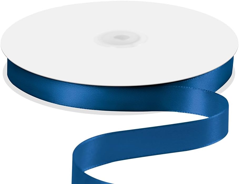 5/8" x 100 Yards Satin Ribbon - Navy Blue Silk Ribbon with Spool - Ideal for Gift Wrapping, Floral Bouquets, Crafts, Wedding Party Decorations, Christmas and Sewing Projects