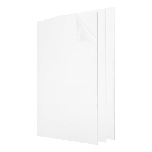uxcell 3Pcs Acrylic Sheets 12x8 Inch Acrylic Panel 1/8 Inch-3mm Plastic Board for Picture Frames Sign Holders DIY Display Projects Craft, White