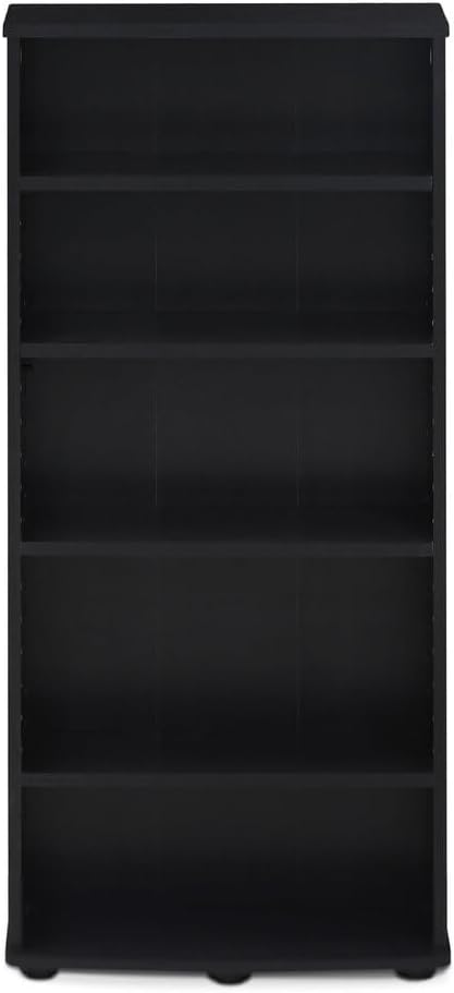 Adjustable Shelves Multimedia Storage Tower Rack with Spacious Media Organization, Durable Design, Versatile Rack for DVDs, CDs, Games, and More Espresso/4 Tier