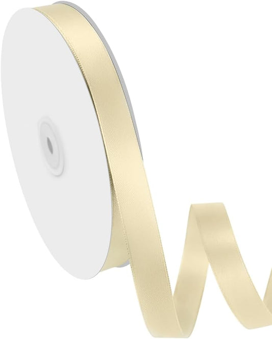 5/8" Width x 100 Yards Satin Ribbon, Ivory Ribbon Perfect for DIY Craft, Bows, Gift Wrapping, Flower Bouquet, Valentine's Day, Christmas and Party Decoration