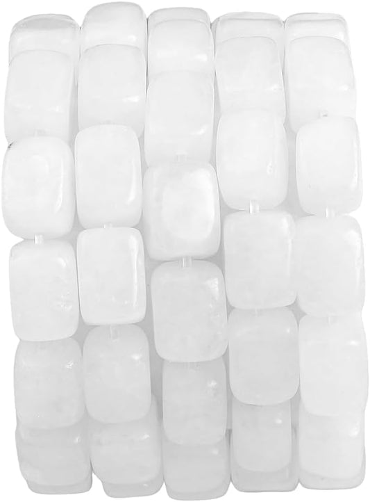 Natural White Agate Cuboid Stone Loose Semi Gemstone Beads for Jewelry Making 8mmx12mm 38cm/Strand