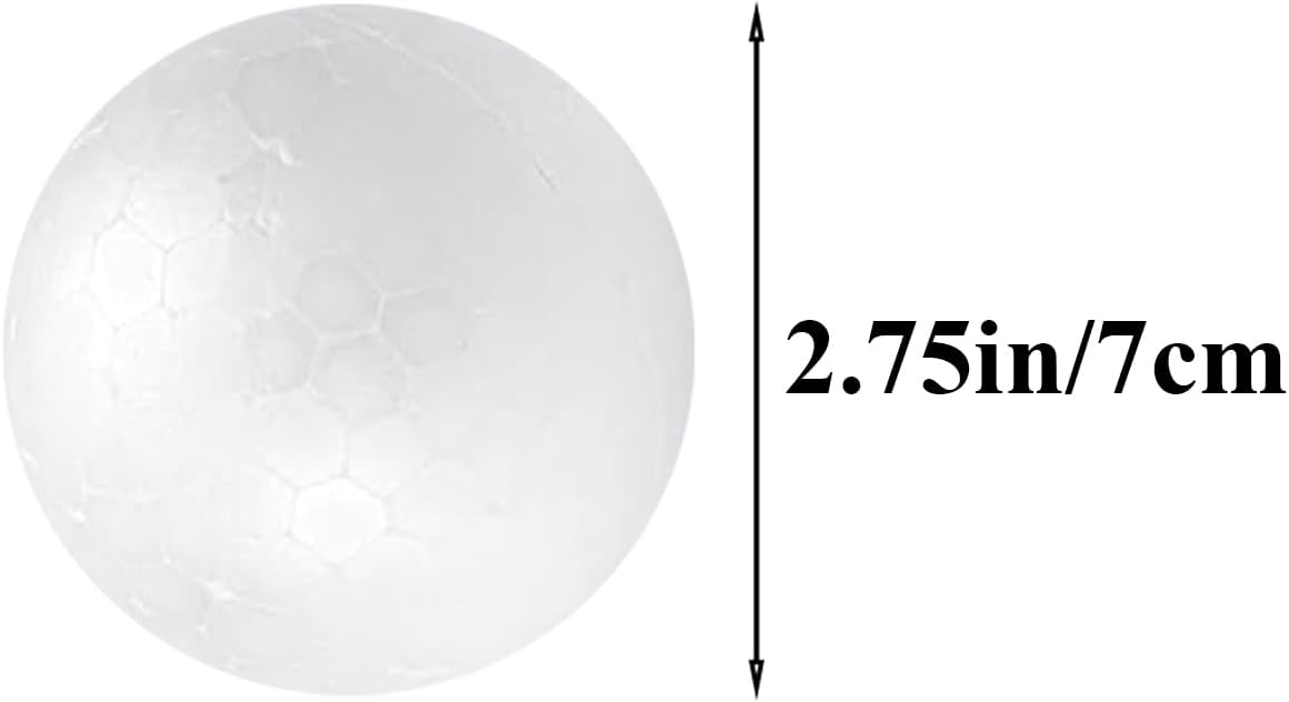 Crafjie Craft Foam Balls 2.75 Inches in Diameter 12-Pack, Smooth Polystyrenets Foam Ball, for Decoration Household School Projects DIY Arts and Craft, White