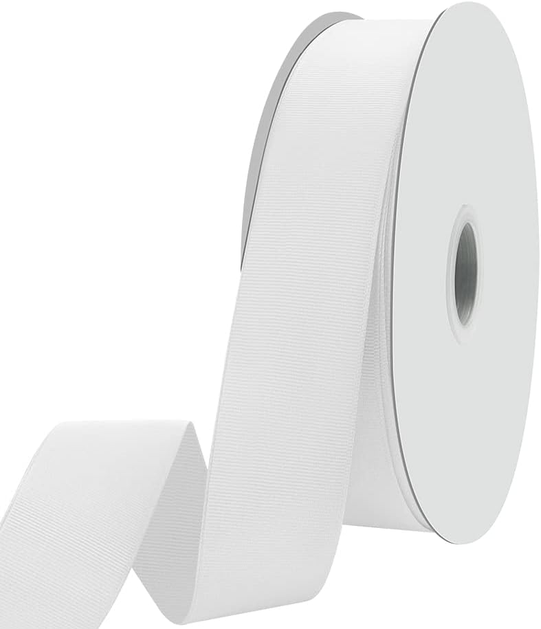 1-1/2" X 100 Yards White Grosgrain Ribbon, Premium Grosgrain Ribbon for Sewing, Gift Wrapping, Bow Making, Wedding Decor, Wrapping and More (White)