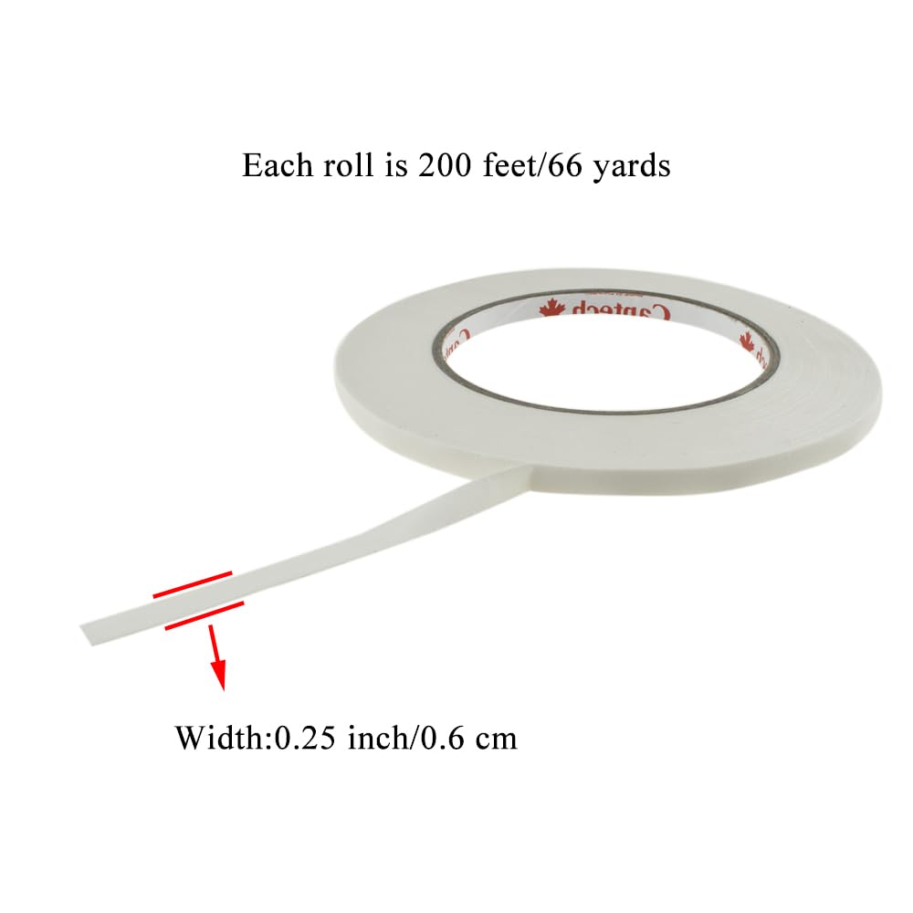 HAHIYO White 0.25Inch Wide Floral Tape, Waterproof Florist Tape Flower Wrap Adhesive Waterproof Decorative Tape for Bouquet Stem Wrapping Flower Arranging and Floral Craft, 2Rolls 200Feet/66Yard Total