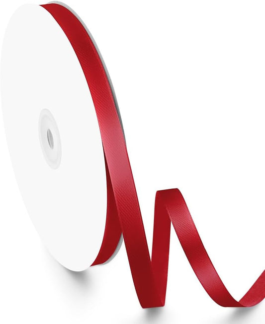 3/8" Width x 100 Yards Satin Ribbon, Small Scarlet Ribbon Perfect for DIY Craft, Bows, Gift Wrapping, Flower Bouquet, Valentine's Day, Christmas and Party Decoration