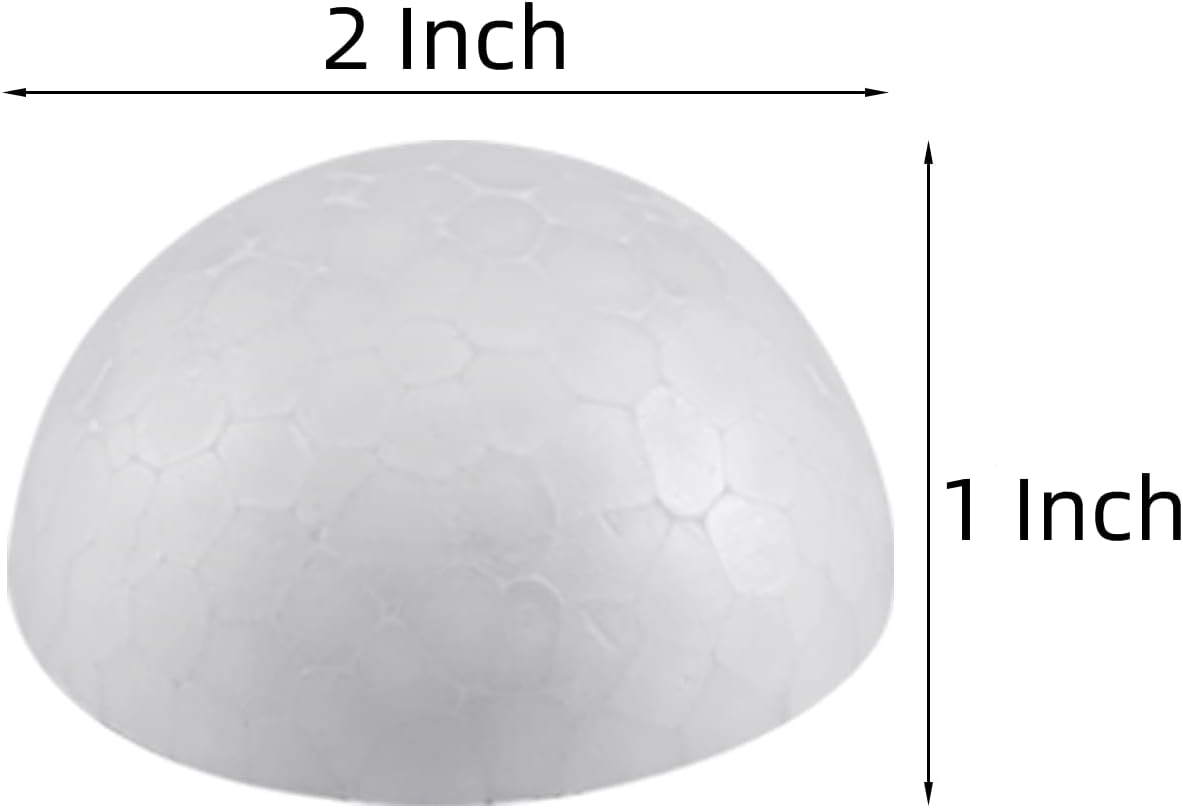 Crafjie 22PCS 2 Inchs White Foam Balls Half Round Polystyrene Half Foam Balls Craft Supplies Hemispherical Christmas Craft Ballfor DIY Home Craft Project and Art Decoration