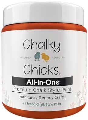 Chalky Chicks All-in-One Chalk Paint for Furniture or Cabinet - 4 Fl Oz - Matte Finish Pumpkin Pie Orange for Metal, Wood Furniture Paint - No Sanding All-in-One for Home Decor & Crafts, USA Made