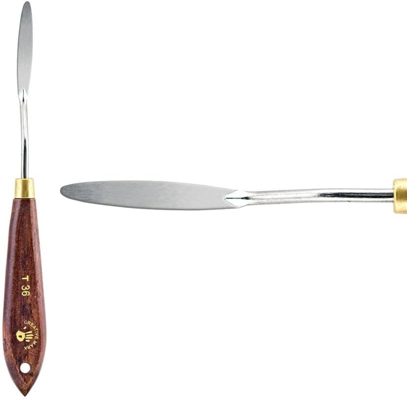 Creative Mark Stainless Steel Palette Knife Painting Tools - Paint Palette with Wooden Handle - Variety of Shapes and Sizes - 36T, 2 in