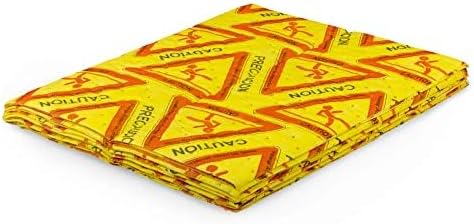 CTRL+Z Absorbent Pads - 15"x18" High Visibility Caution Spill Mat - Super Absorbent Fast Cleanup for Industrial Use - 10 Pack