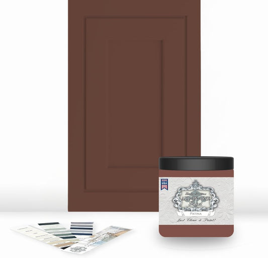ALL-IN-ONE Paint, Durable cabinet and furniture paint. Built in primer and top coat, no sanding needed. Includes our 30 featured color card - Patina, 8oz Sample