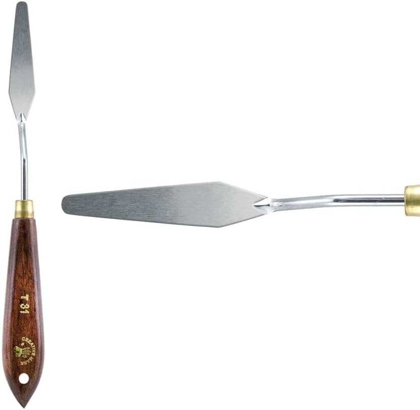 Creative Mark Stainless Steel Palette Knife Painting Tools - Paint Palette with Wooden Handle - Variety of Shapes and Sizes - 31T, 2-1/2 in