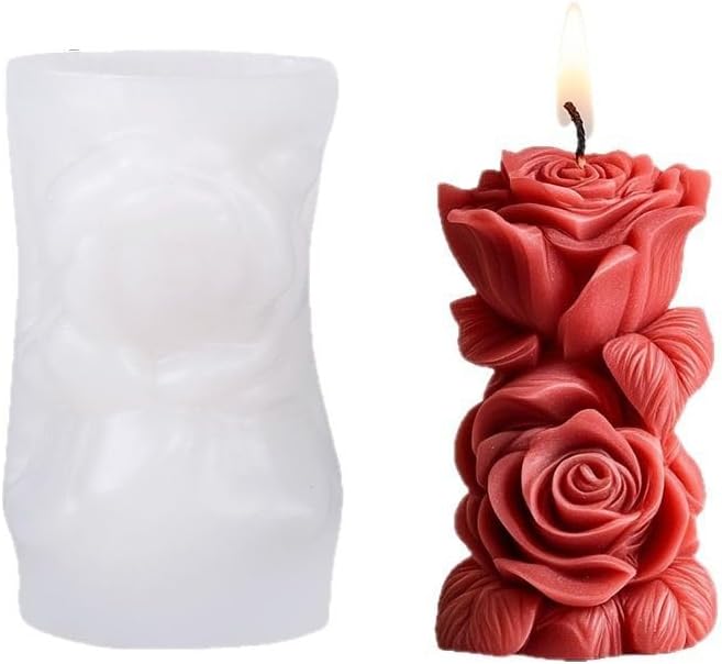 Rose Bouquet Candle Molds Pillar Silicone Mold Resin Casting for Making Home Decorate Aromatherapy Candles Gypsum Wedding Decor Crafts Gifts