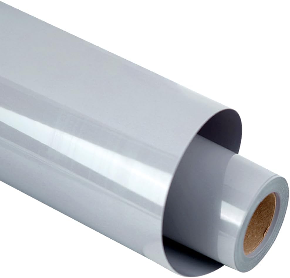 guangyintong Heat Transfer Vinyl Gray HTV Rolls, 12" x 12ft Gray Iron on Vinyl for T-Shirts, Matte Surface Gray HTV Vinyl for All Cutter Machine Easy to Cut & Weed for Heat Vinyl DIY Design