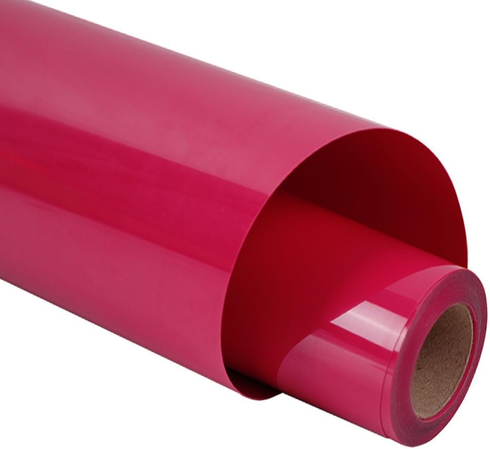 guangyintong Rose Red Heat Transfer Vinyl HTV Rolls, 12" x 8ft Rose Red Iron on Vinyl for T-Shirts Glossy Surface Rose Red HTV Vinyl for All Cutter Machines Easy to Cut & Weed for Heat Vinyl Design