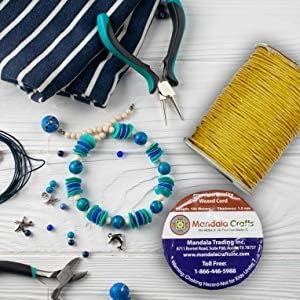 Mandala Crafts 1.5mm 109 Yards Dark Indigo Cotton Waxed Cord for Jewelry Making Bracelet Cord Waxed String - Beading String Thread Jewelry Cords for Necklaces String