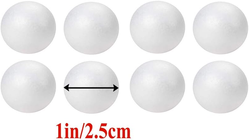 hesmartly 50-Pack 1Inch White Craft Balls for Crafts, Smooth Round White Foam Balls, Craft Supplies for DIY Decorations