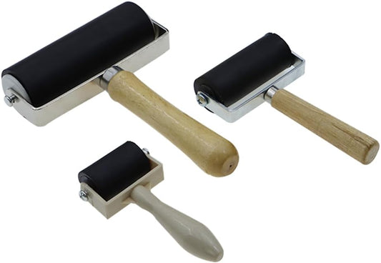 3 Pack Rubber Roller - Brayer Rollers with 3 Size for Crafting Brayer Rollers for Printmaking Brayer Tool Paint Brush Ink Applicator Art Craft Oil Painting Tool (2.4 inch,4 inch,5.9 inch)