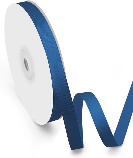 3/8" Width x 50 Yards Satin Fabric Ribbon, Navy Blue Ribbon Perfect for DIY Bows, Swags, Gift Wrapping, Craft, Flower Bouquet，Christmas and Party Decoration