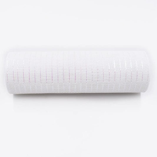 2 Rolls - Koopi Deco Mesh 10 inch x 30 feet Each Roll, Set of 2 White with White Iridescent Foil Poly Mesh Ribbons for Wreaths, Swags, Craft, Party and Decorating Supplies