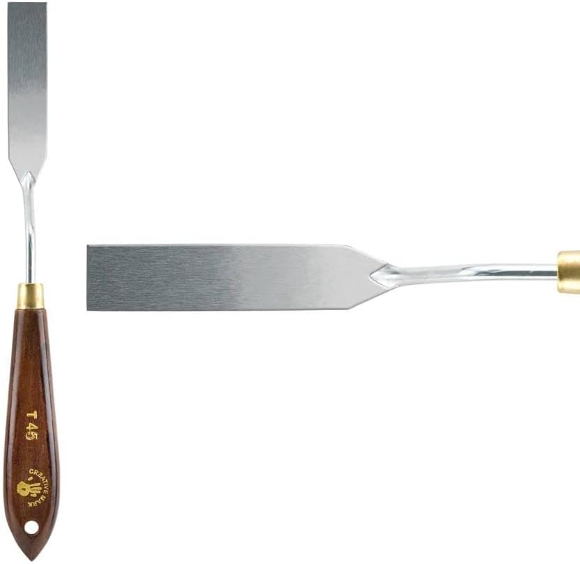 Creative Mark Stainless Steel Palette Knife Painting Tools - Paint Palette with Wooden Handle - Variety of Shapes and Sizes - 45T, 2-1/2 in