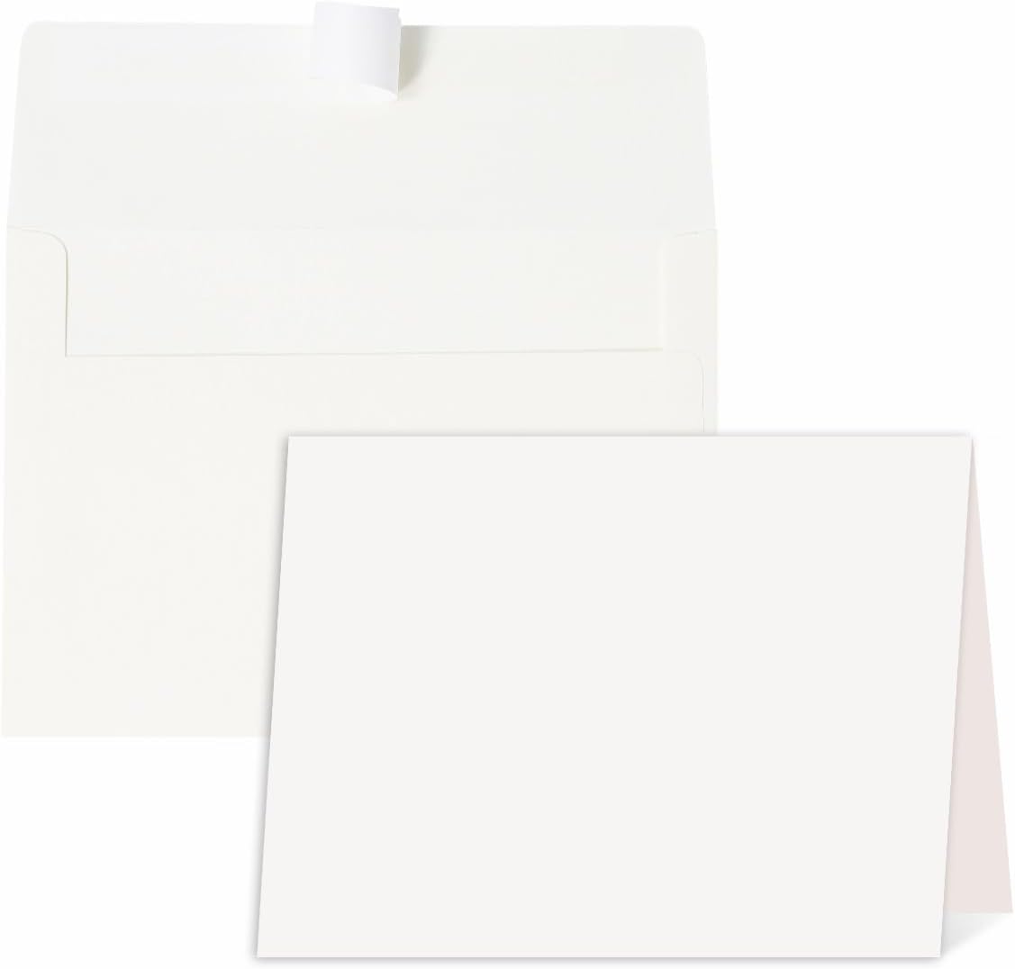 Blank Cards and Envelopes 4x6, 30 Pack Cream White Invitation Folded Cardstock with 30 Matching Self-Seal Cream A4 Envelopes, Thank You Blank Greeting Cards, for DIY, Print Custom, Wedding & Birthday