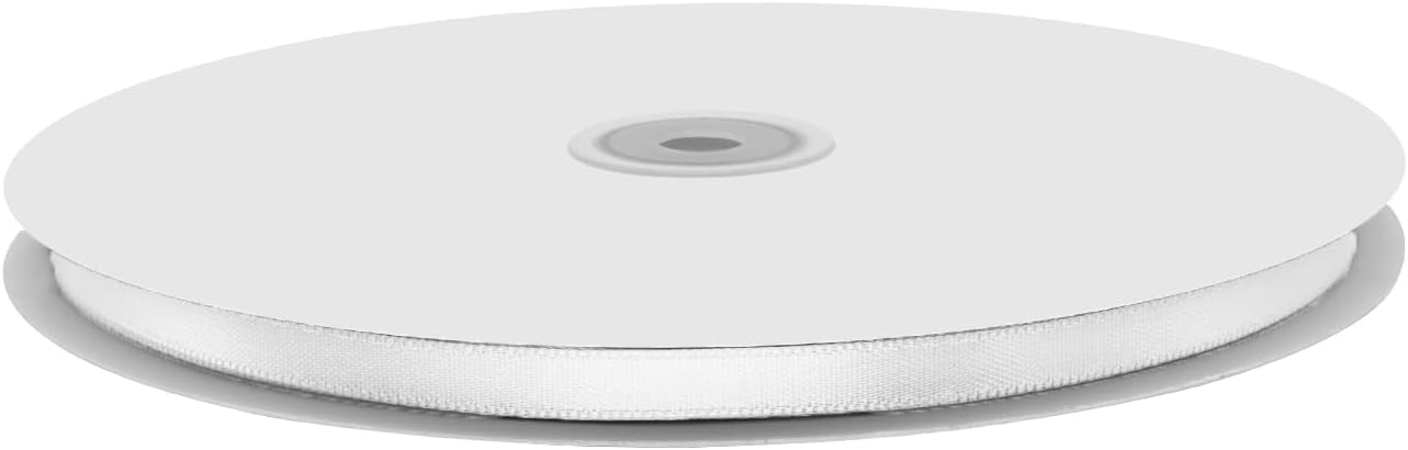 1/4" X 100 Yards Off White Satin Thin Ribbon Solid Color Double Faced Ribbons Perfect for Crafts Wedding Decor Bow Making Arts Sewing and More