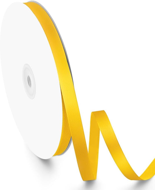 3/8" Width x 100 Yards Satin Ribbon, Small Yellow Ribbon Perfect for DIY Craft, Bows, Gift Wrapping, Flower Bouquet, Valentine's Day, Christmas and Party Decoration