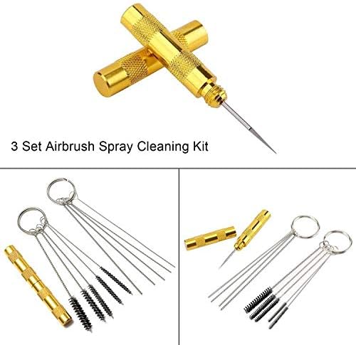 Airbrush Cleaning kit Glass Cleaning Pot with holder,Wash Cleaning Tools,5 Nozzle cleaning Needles and Brush,1 Golden Needle,Dredging Needles Kit for Airbrush Cleaning Repair