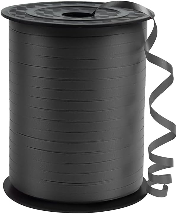 KMER LIFE Premium Black Curling Ribbon, 1/5" Wide x 500 Yards Christmas Curling Ribbons for Gift Wrapping, Party Decoration, Balloon String, Ribbons for Florist Flower (1 Roll)