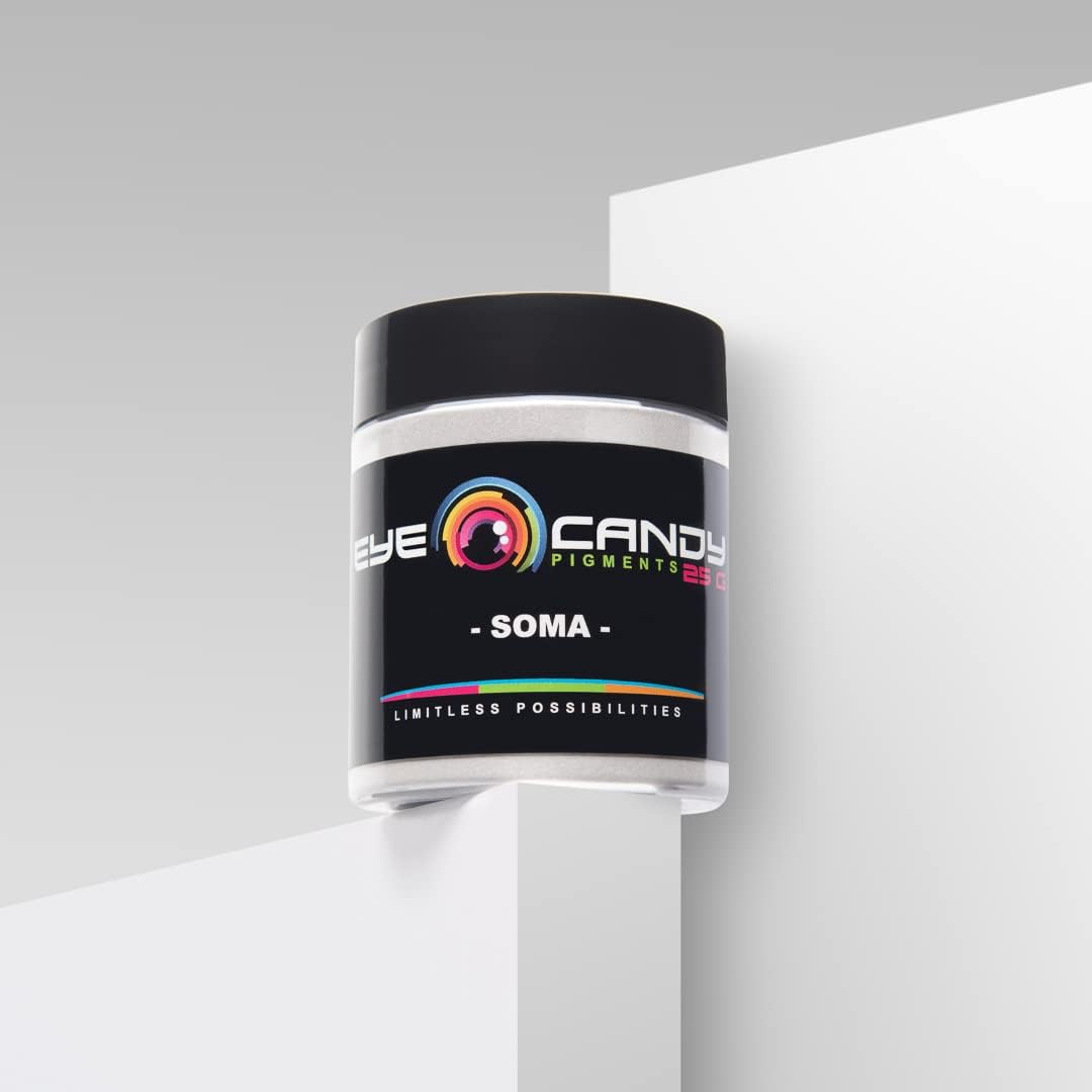 Eye Candy Pigments Premium White Mica Powder - Soma (50gr) - for Epoxy, Resin, Soap, Paint, Woodworking, Acrylic Pouring, Bath Bombs, Fishing Lures - DIY Arts and Crafts Additive