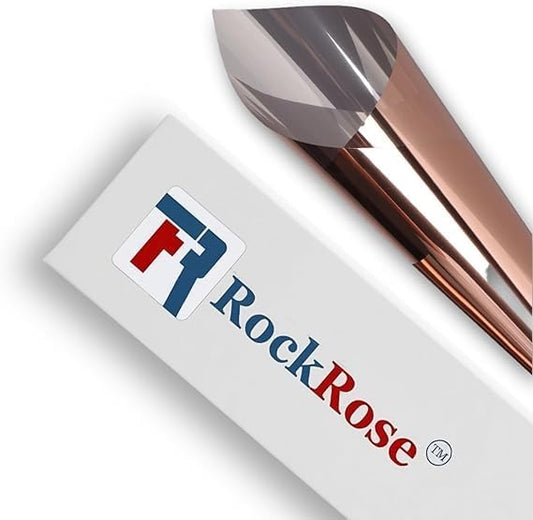 Rockrose Professional Window Tint for Home – One Way Privacy Window Film for Home Offices Heat Blocker Reflective Adhesive Mirror Tint with 99% UV Block – Bronze-Silver 60in x 100FT