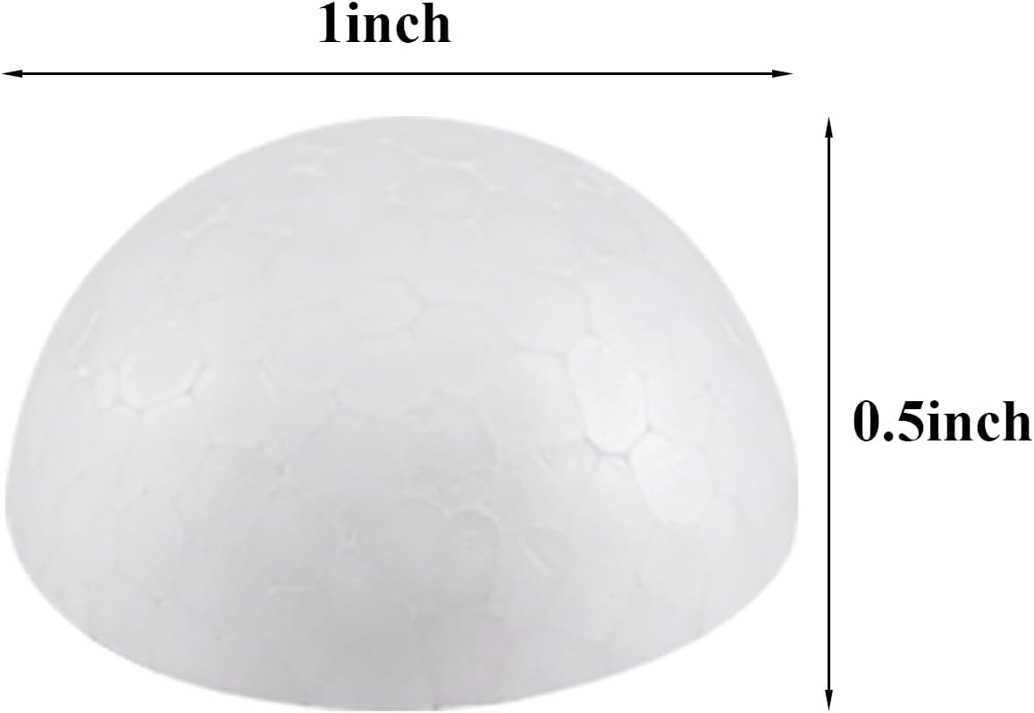 Crafjie 150PCS 1 Inchs Half Foam Balls White Half Round Polystyrene Foam Balls Craft Supplies Hemispherical Christmas Craft Ballfor DIY Home Craft Project and Art Decoration