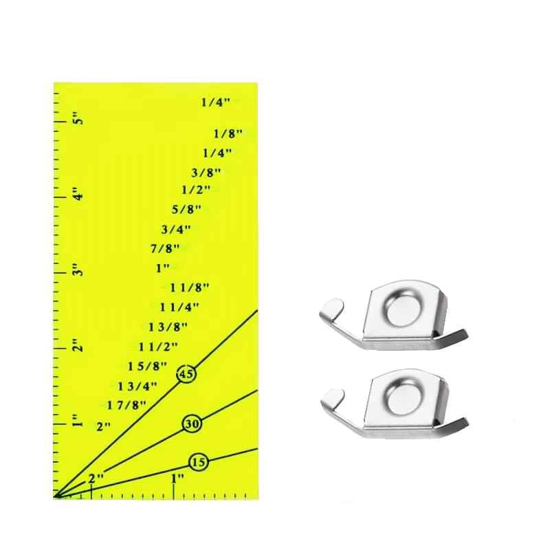HONEYSEW Sew Seam Allowance Ruler and 2PCS Magnetic Seam Guide for Sewing Machine Perforated Seam Gauge for Perfect 1/8” to 2” Straight Line Hems Includes 1/4” Pivot Point and 45 Degree Trim Line