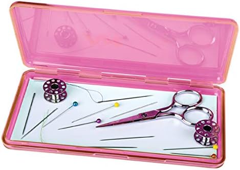 ArtBin 6905AB Sew-Lutions Slim Line Magnetic Box, [1] Small Art & Craft Organizer, Polypropylene Plastic with Magnetic Bottom, Translucent Raspberry
