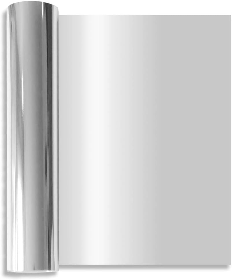 Tvinyl Warehouse Silver HTV Foil Heat Transfer Vinyl Roll 12" x 6FT for T-Shirt, Compatible with All Cutters
