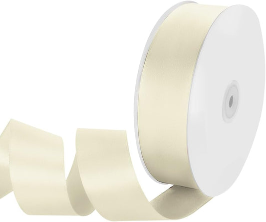 1-1/2" Width x 100 Yards Satin Ribbon, Ivory Ribbon Perfect for DIY Craft, Bows, Gift Wrapping, Flower Bouquet, Valentine's Day, Christmas and Party Decoration