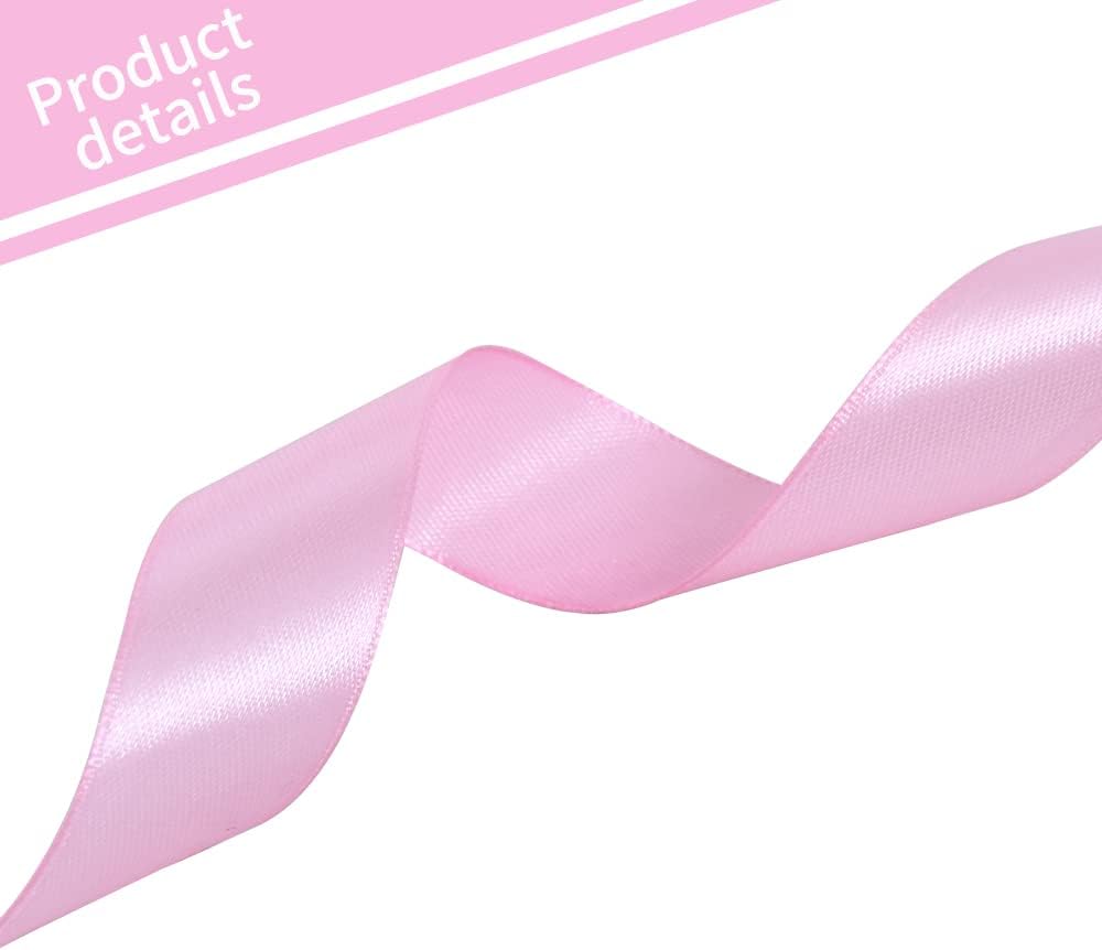 TONIFUL 1 Inch x 100yds Baby Pink Satin Ribbon, Thin Solid Color Satin Ribbon for Gift Wrapping, Crafts, Hair Bows Making, Wedding Party Decoration, Invitation Cards, Floral Bouquets, Christmas