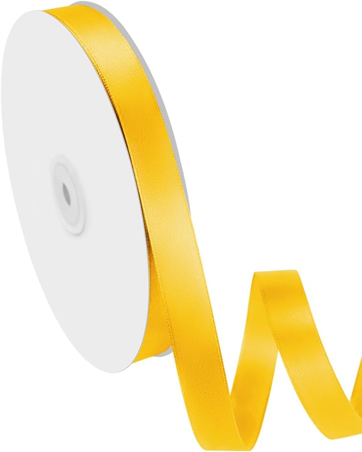 5/8" Width x 100 Yards Satin Ribbon, Yellow Ribbon Perfect for DIY Craft, Bows, Gift Wrapping, Flower Bouquet, Valentine's Day, Christmas and Party Decoration