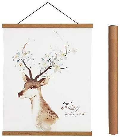 Artmag Magnetic Poster Hanger Frame, 37x45 37x40 37x25 Light Wood Wooden Magnet Canvas Artwork Print Poster Hangers Frames Hanging Kit (Teak Wood, 37")