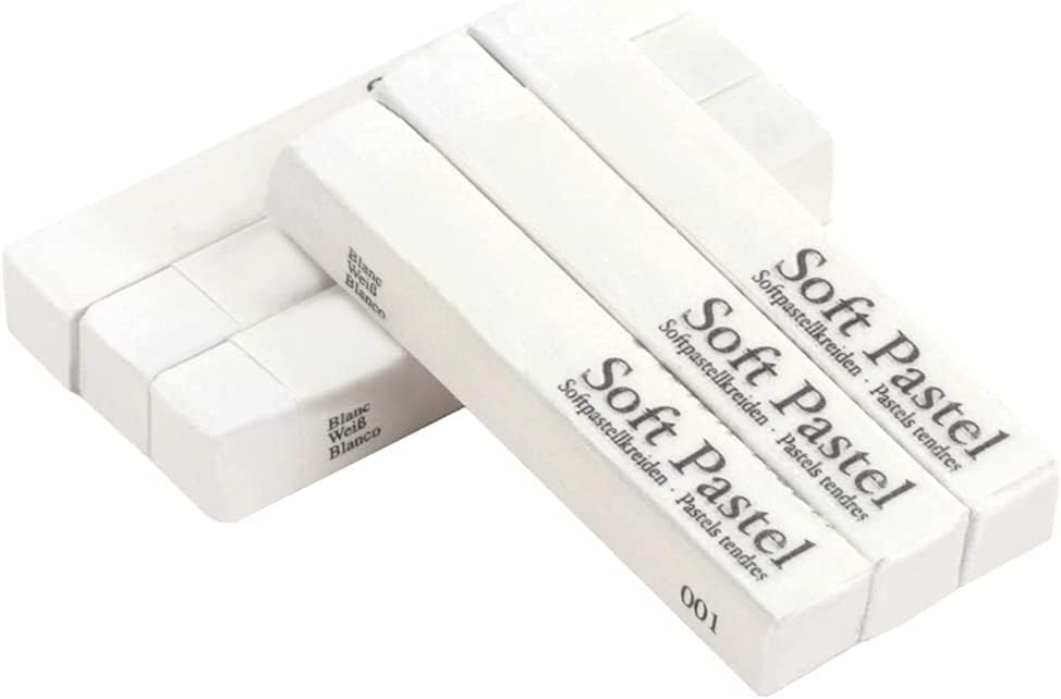 6pcs Square White Soft Pastel Set, Professional Artist's Sketching Chalk Pastels Sticks Oil Painting Kit Art Crayons Non Toxic Individual Color Drawing Soft Pastels for Artist,Beginner