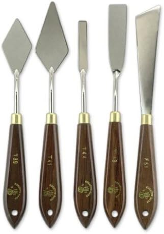 Creative Mark Stainless Steel Palette Knife Painting Tools - Paint Palette with Wooden Handle - Variety of Shapes and Sizes - Collection 5D, Set