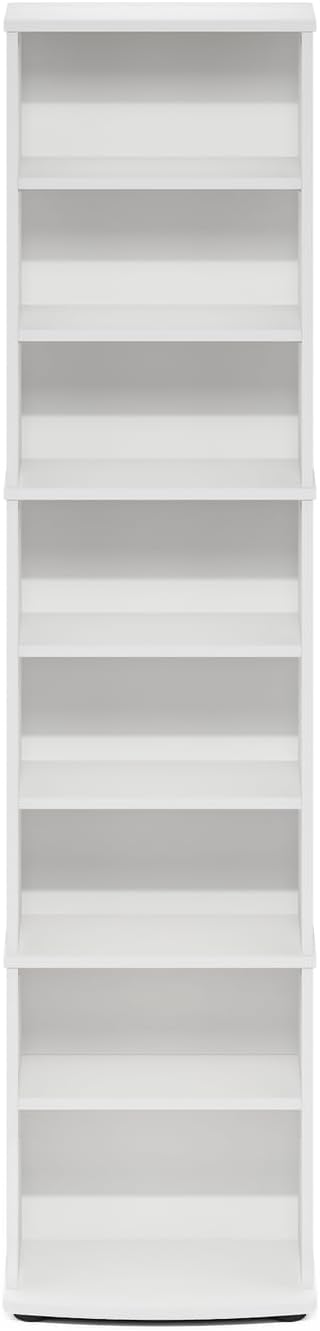 Adjustable Shelves Multimedia Storage Tower Rack with Spacious Media Organization, Durable Design, Versatile Rack for DVDs, CDs, Games, and More White/8 Tier