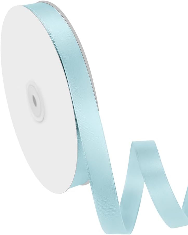 5/8" Width x 100 Yards Satin Ribbon, Light Blue Ribbon Perfect for DIY Craft, Bows, Gift Wrapping, Flower Bouquet, Valentine's Day, Christmas and Party Decoration