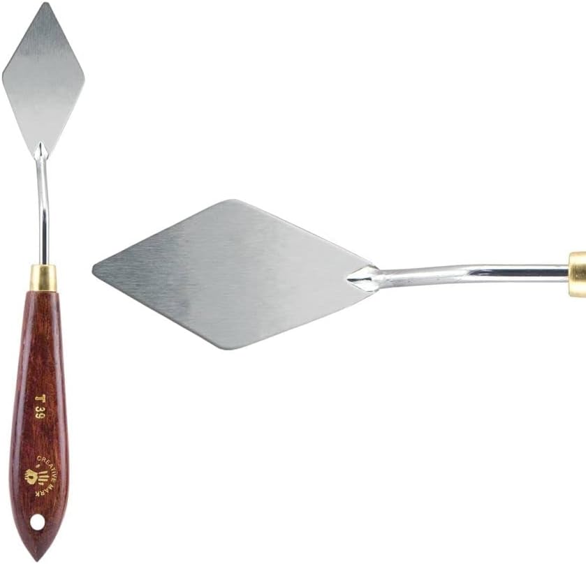 Creative Mark Stainless Steel Palette Knife Painting Tools - Paint Palette with Wooden Handle - Variety of Shapes and Sizes - 39T, 2 in