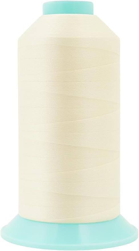 Mandala Crafts Size 207 630D T210 Bonded Nylon Thread Ivory Heavy Duty Sewing Threads - 800 YDs Tex 210 Thread for Leather, Jeans, Weaving, Outdoor Marine Upholstery Threads