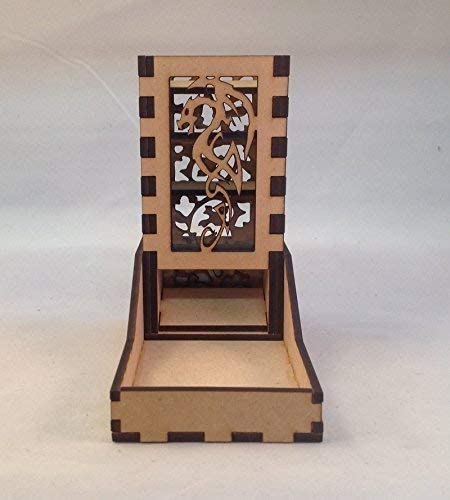 Dragon Mini Dice Tower v4 Clear Acrylic Window Laser Cut MDF Unique Gift