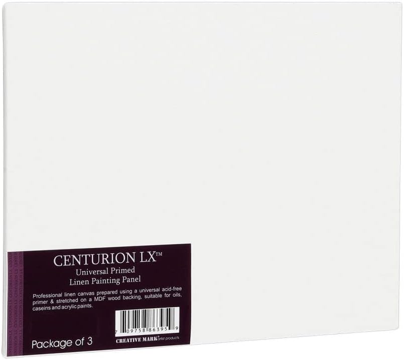 Centurion All-Media Primed Linen Panels - 10x10 3 Pack - 11oz Universal Primed Canvas Boards for Painting, Mounted on MDF Wood, Non-Warping, Ideal for Artists, Professionals, and Painters